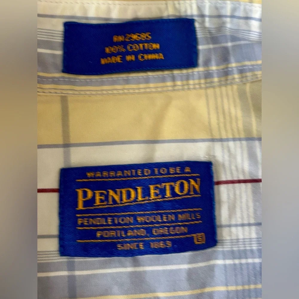Pendleton Yellow and Light Blue Plaid Shirt - Small - Cotton - Picture 3 of 9